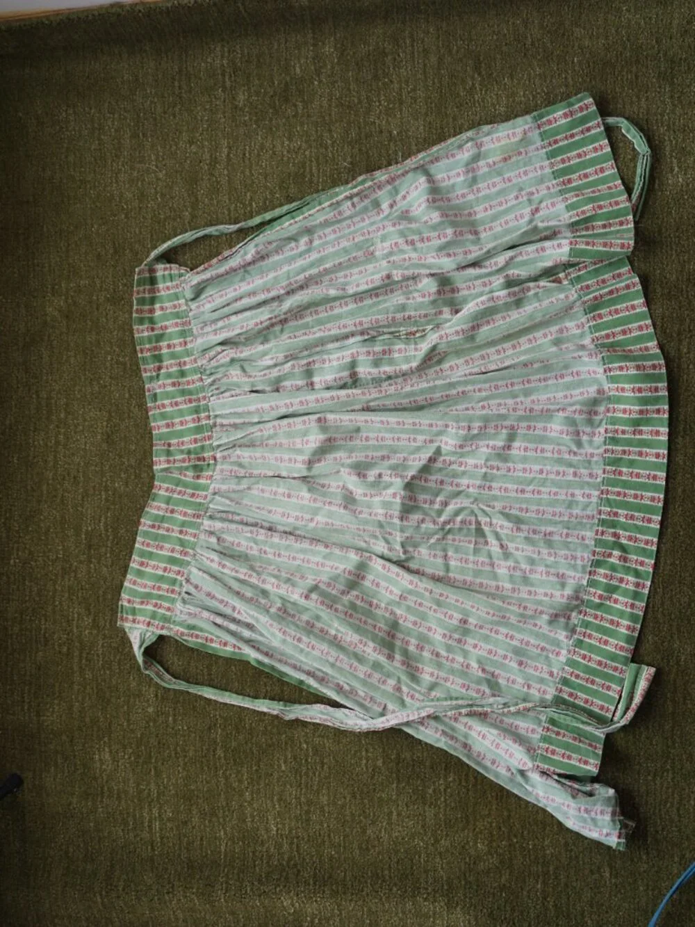 Vintage Cottagecore Floral Stripe Half Apron Prairie Farmhouse